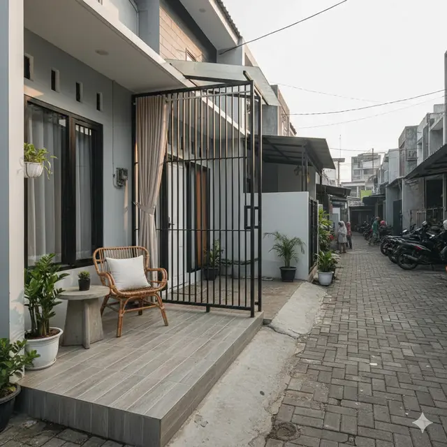 Model Teras Rumah di Gang Sempit