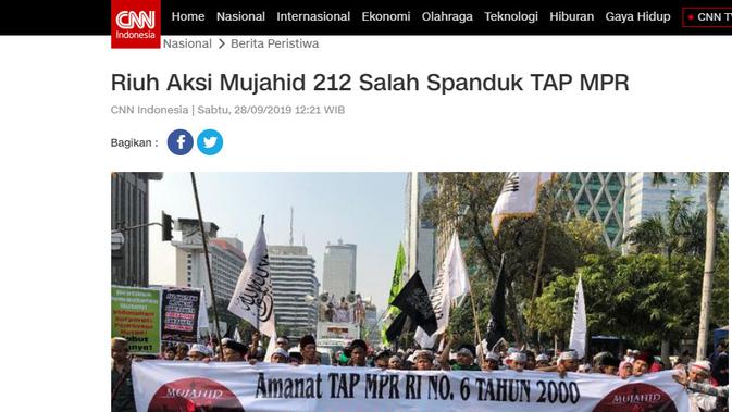 Foto spanduk soal Tap MPR nomor 6 Tahun 2000 yang dimuat CNN Indonesia (Screengrab)