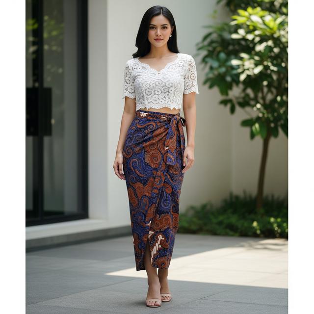 9 Model Atasan Brokat Modern Bawahan Rok Batik Lilit Elegan, Gaya ...