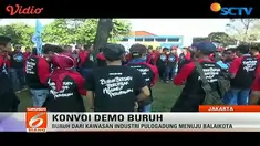 Konvoi kendaraan buruh, membuat kemacetan terjadi di sejumlah wilayah di Jakarta.