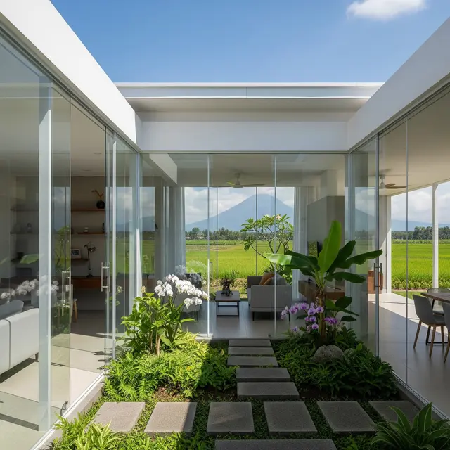 Rumah Kecil Tapi Luas dengan Taman Dalam Rumah dan Pohon Indoor