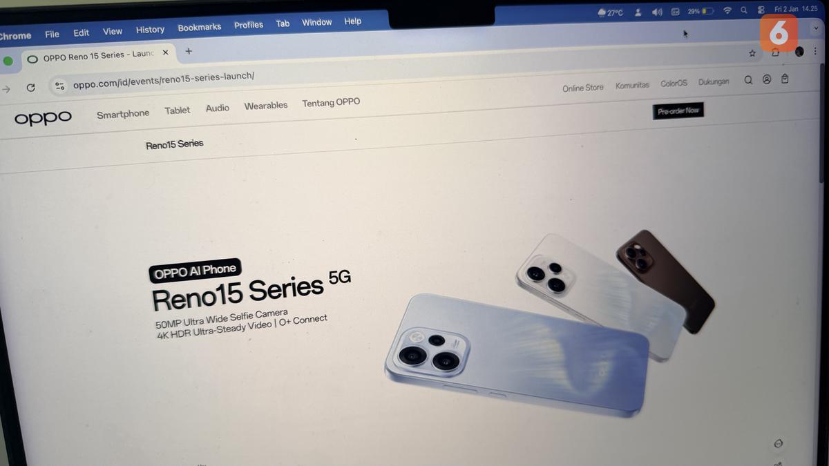 Pre-order Oppo Reno 15 Series di Indonesia Dibuka, Bisa DP Rp 200 Ribu dan Tersedia 3 Varian