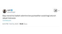 Cuitan Netizen Rayakan Valentine 2025. (Sumber: X/@andihiyat)