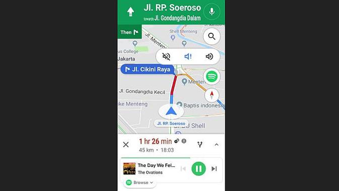 Google Maps dan Spotify (screenshot)