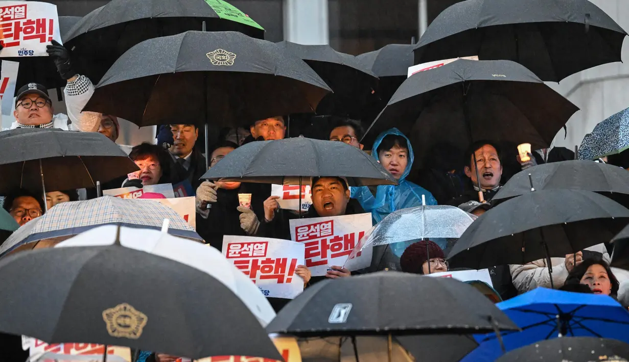 Mosi pemakzulan tersebut direncanakan akan diajukan ke pemungutan suara, Sabtu (6/12/2024), dengan mayoritas besar di parlemen. (JUNG Yeon-je/AFP)