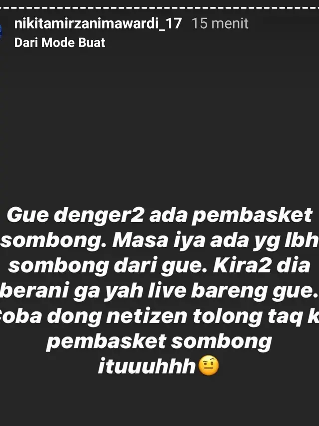 Unggahan Nikita Mirzani. (Foto: Instagram @nikitamirzanimawardi_17)