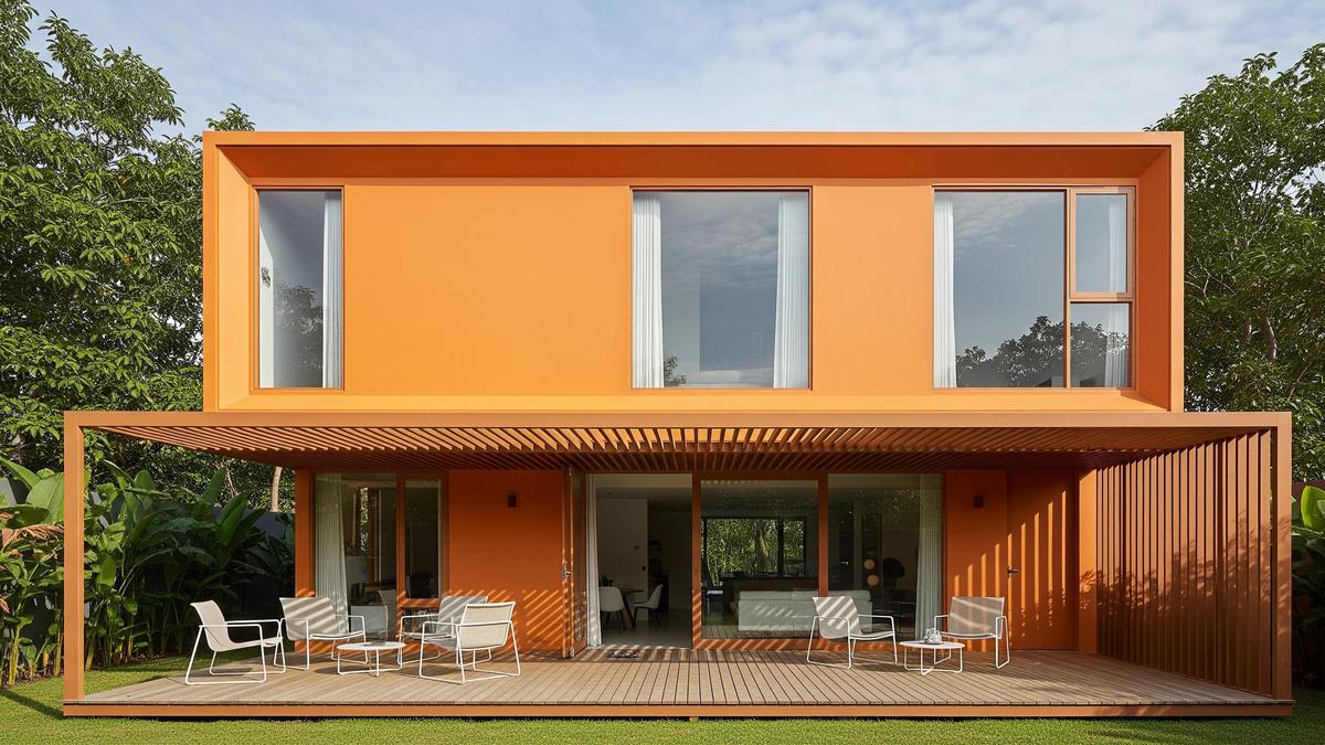 7 Desain Rumah Minimalis Cat Orange yang Tawarkan Kesan Warm &amp; Cheerful, Suasana Lebih Hidup