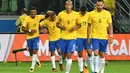 Brasil lolos ke Piala Dunia 2018 sebagai juara grup zona CONMEBOL dengan koleksi 41 poin dari 12 kali menang. (AFP/Nelson Almeida)