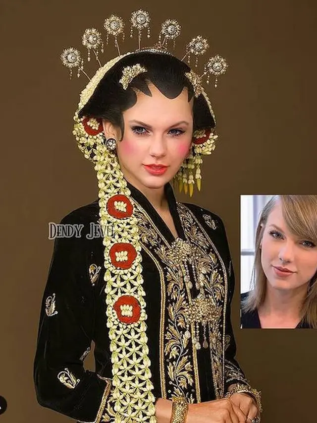 6 Editan Foto Seleb Dunia Pakai Busana Pengantin Adat Jawa, Kelewat Unik