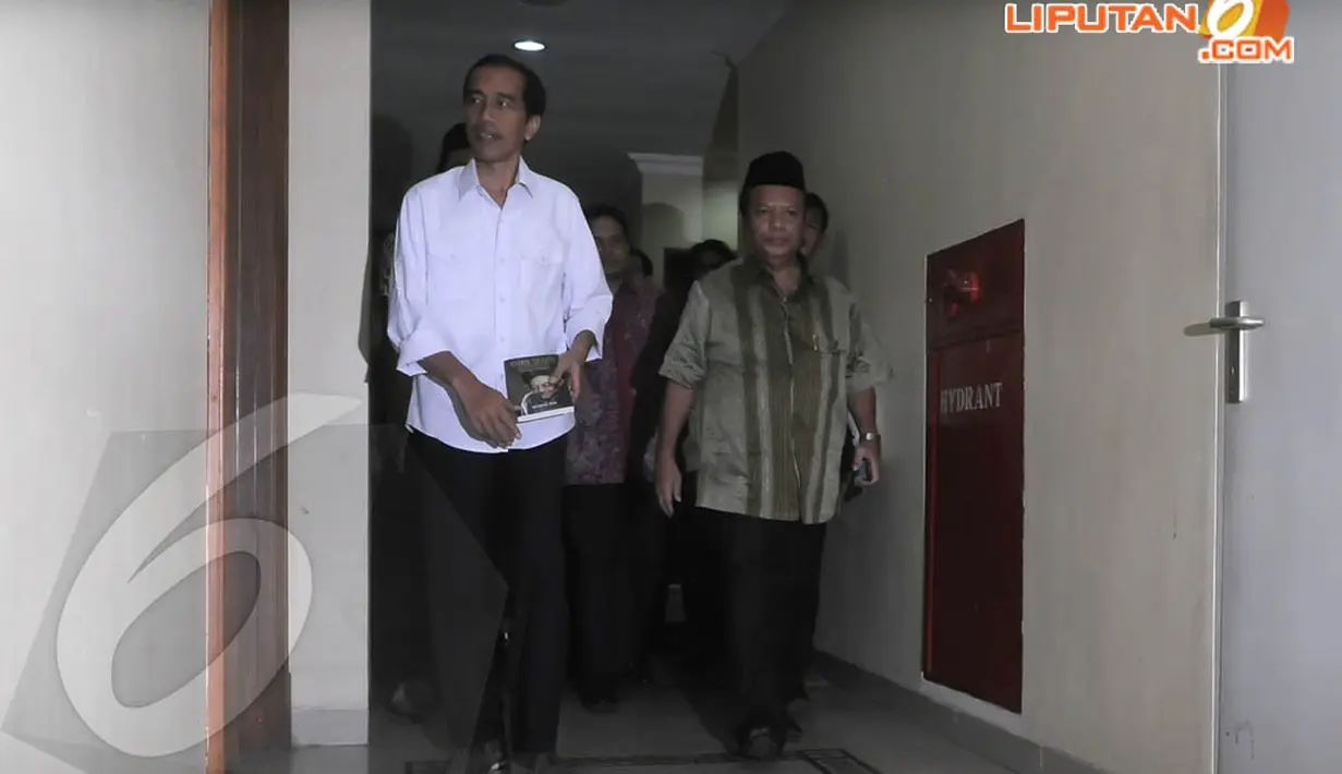 Jokowi mengaku kunjungannya ke PBNU bukan untuk membicarakan masalah pencapresan, Jakarta, Senin (14/4/2014) (Liputan6.com/Herman Zakharia).