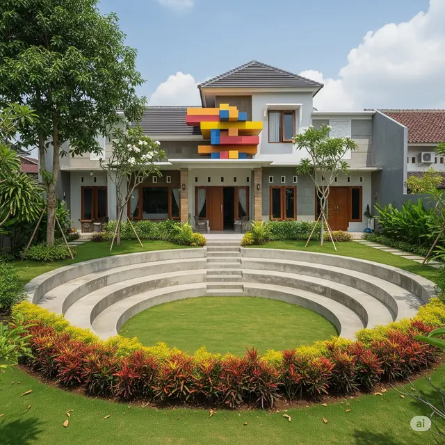 Desain Rumah Sederhana Halaman Luas. Foto: Gemini