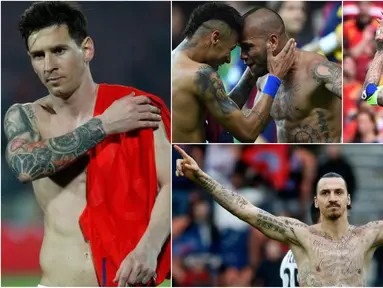 Berikut ini Lionel Messi dan enam pesepak bola yang memiliki beragam seni tato di tubuhnya