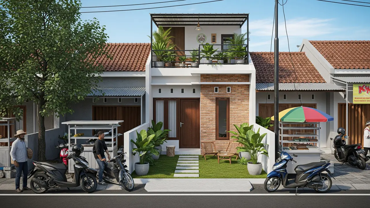 Desain Rumah Kecil dengan Rooftop Garden/ Ilustrasi AI