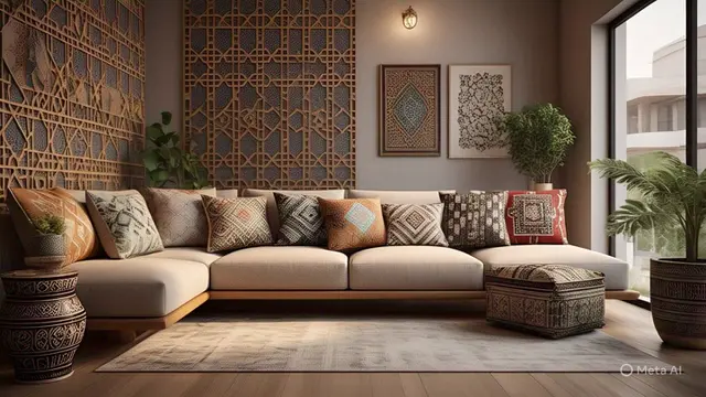 Desain Ruang Tamu Islami Semi Terbuka Hijau