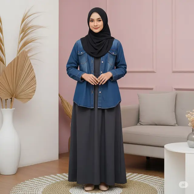Model Outer untuk Gamis Polos. Foto: Gemini