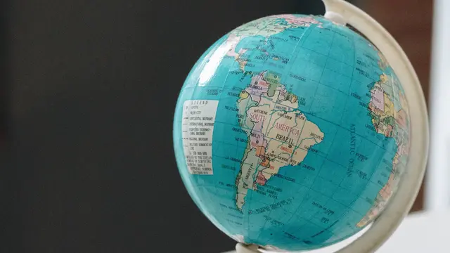 Ilustrasi benua Amerika, peta, globe