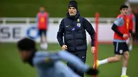 Pelatih kepala Timnas Inggris, Thomas Tuchel menerapkan strategi aneh untuk dua laga FIFA Matchday menjelang Piala Dunia 2026. (AFP/Paul Ellis)