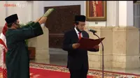 Dian Ediana Rae membacakan sumpah jabatan sebagai Kepala Pusat Pelaporan Analisis Transaksi Keuangan (PPATK) yang baru menggantikan Kiagus Ahmad Badaruddin di Istana Negara, Jakarta, Rabu (6/5/2020) pagi. (Ist)