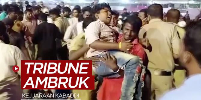 VIDEO: Tribune Stadion di India Ini Ambruk, Lebih dari 100 Penonton Kabaddi Terluka