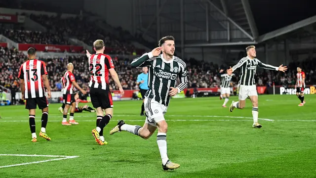 Mason Mount merayakan golnya saat MU dijamu Brentford pada ajang Liga Inggris