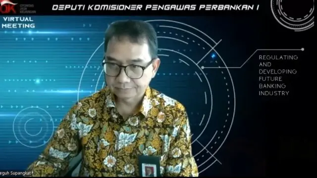 Deputi Komisioner Pengawas Perbankan I OJK Teguh Supangkat dalam media briefing OJK.