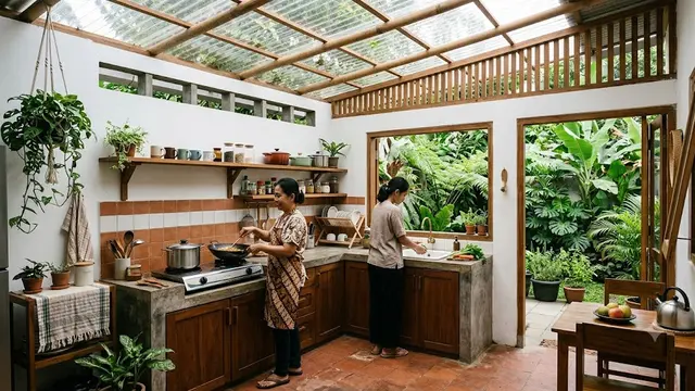6 Inspirasi Dapur Belakang Rumah yang Adem Tanpa AC, Sejuk Sepanjang Hari