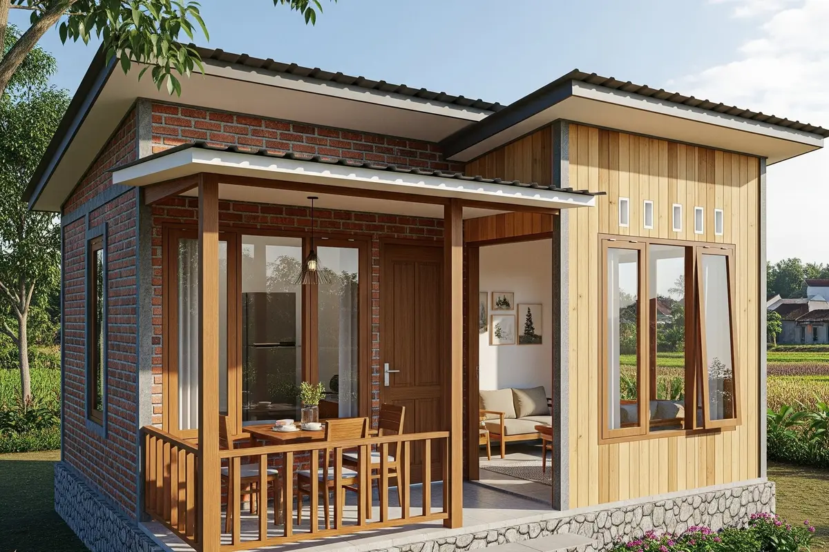 Model Rumah Sederhana Setengah Tembok atau Rumah Semi Permanen. Foto: Gemini