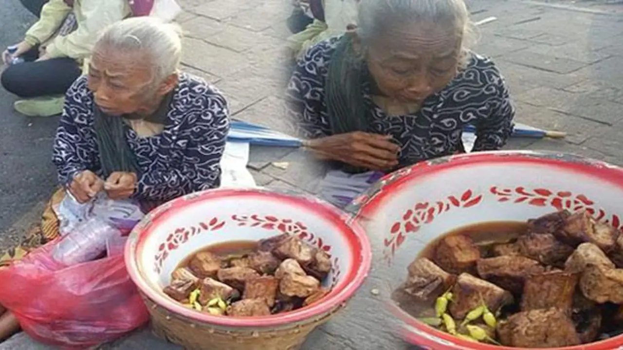 Nenek Renta Jualan Tahu Bacem untuk Menyambung Hidupnya