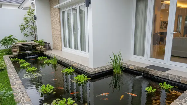 Model Kolam Ikan Sudut Depan Rumah Minimalis