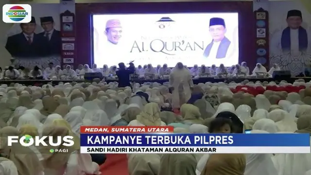 Sandiaga Uno hadiri kegiatan Khataman Akbar Alquran di Tiara Convention Center, Medan.