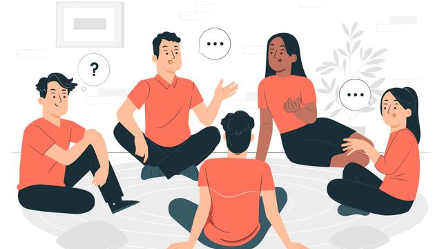 Ilustrasi komunikasi, bicara, dialog, diskusi