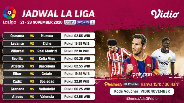 Jadwal La Liga Spanyol Pekan 10 di Vidio