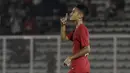 Gelandang Indonesia U-16, Marselino Ferdinan, merayakan gol yang dicetaknya ke gawang Kepulauan Mariana Utara pada laga Kualifikasi Piala AFC U-16 2020 di Stadion Madya, Jakarta, Rabu (18/9). Indonesia menang 15-1. (Bola.com/Yoppy Renato)