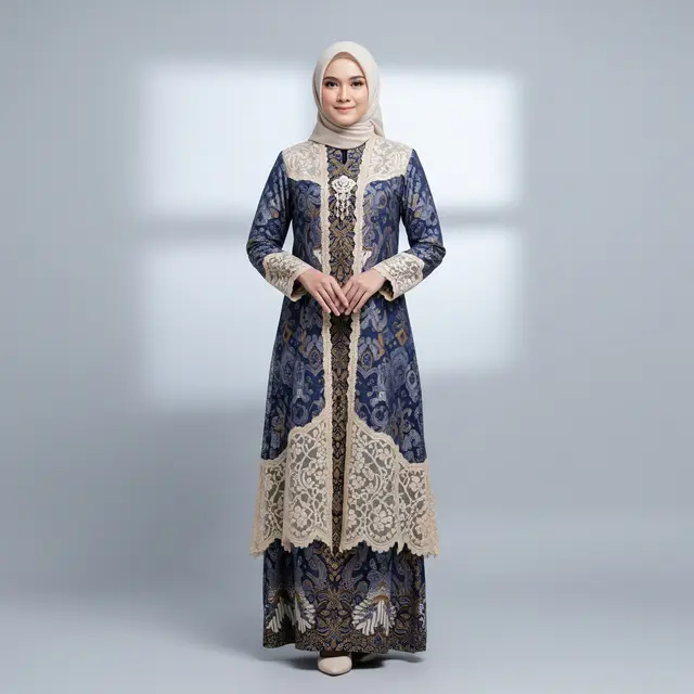 Model Gamis Batik Brokat Motif Elegan 2026 untuk Hijabers A Line