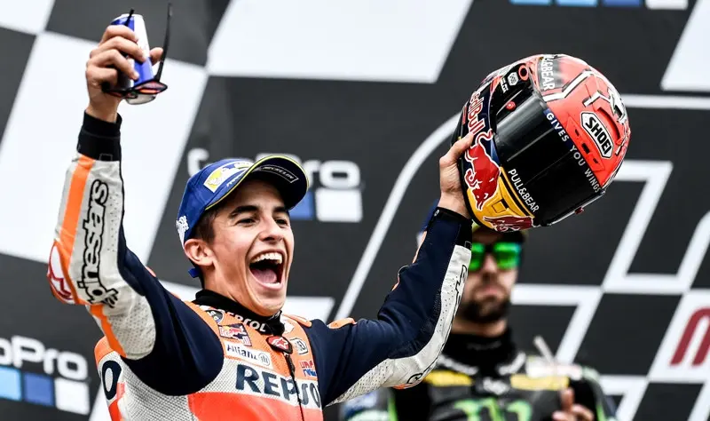 Pembalap Repsol Honda, Marc Marquez, menjadi juara paruh musim 2017 setelah memenangi balapan MotoGP Jerman. (AFP)