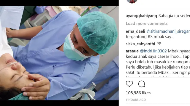 Kahiyang Ayu membagikan foto sesaat sebelum melakukan operasi persalinan (Instagram/ @ayanggkahiyang)