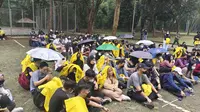 Ratusan mahasiswa yang tergabung dalam BEM UI saat akan mengikuti demo di Patung Kuda dan DPR RI. (Liputan6.com/Dicky Agung Prihanto)