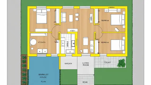 Sketsa Rumah Minimalis dengan Sisa Lahan Kecil di Belakang