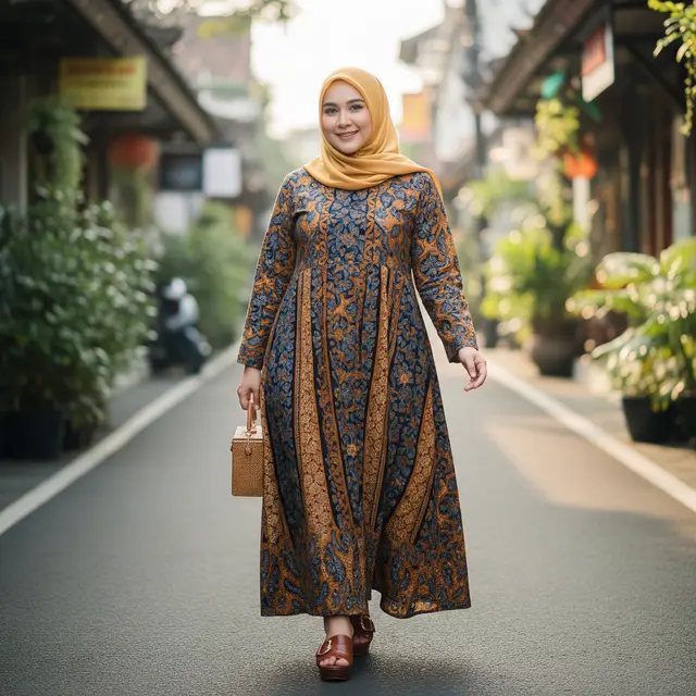 Model Gamis Batik Buat Orang Gemuk