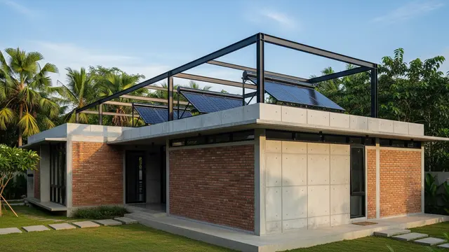 Rumah 1 Lantai dengan Atap Panel Surya