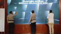 Peluncuran Aplikasi Bersama Selamatkan Riau oleh Polda Riau di Kabupaten Kepulauan Meranti. (Liputan6.com/M Syukur)
