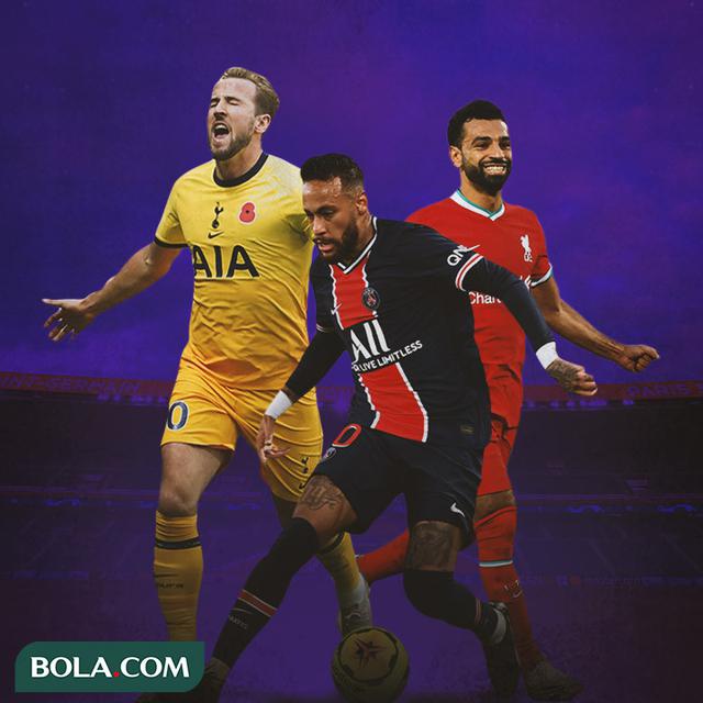 Ilustrasi - Harry Kane, Neymar, Mohamed Salah
