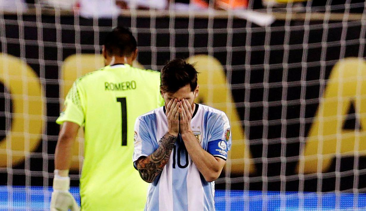 Bagi Lionel Messi, ini adalah kegagalan ketiga di final Copa America setelah tahun 2007 dan 2015. (Reuters/Adam Hunger-USA Today Sports)