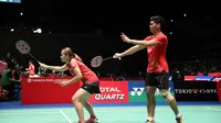 Ganda campuran Indonesia Praveen Jordan / Melati Daeva Oktavianti tersingkir di Japan Open 2018, Jumat (14/9/2018). (Humas PB PBSI)