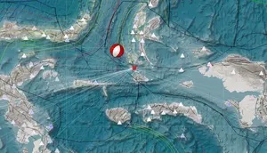 Gempa Magnitudo 5,6 mengguncang wilayah Maluku Utara tepatnya di kawasan Labuha, Senin (21/10/2024), pukul 10.24.17 WIB. (Liputan6.com/ Dok BMKG)