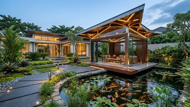 Inspirasi Gazebo Dekat Kolam Ikan yang Bikin Rileks Setiap Hari