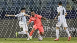 Gol Timnas Argentina dicetak oleh Rodrigo de Paul pada menit ke-39, Lautaro Martinez pada menit ke-85 dan lewat tendangan bebas yang diekseskusi sempurna oleh Lionel Messi pada menit 90. (Foto:AP/Eraldo Peres)
