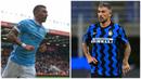 Foto kolase saat Aleksandar Kolarov (kiri) membela Manchester City dalam pertandingan Liga Inggris pada 2 April 2016 dan Kolarov (kanan) saat membela Inter Milan dalam pertandingan Liga Italia pada 26 September 2020. (AFP/Glyn Kirk, Miguel Medina)