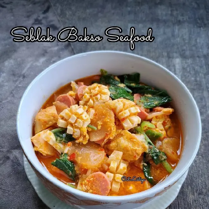 Resep seblak bakso seafood. (dok. Cookpad @cut_listiyacantik)