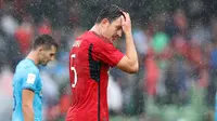 Harry Maguire saat bermain untuk MU pada laga uji coba kontra Bilbao hari Minggu (06/08/2023). (Paul Faith / AFP)